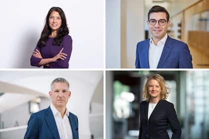 Wetten auf den Turnaround: Diese Schweizer Aktien könnten von neuen CEO profitieren Srishti Gupta von Idorsia, Jens Vollmar von Implenia, Philipp Navratil von Nestlé, und Ann-Kristin Erkens von SIG.