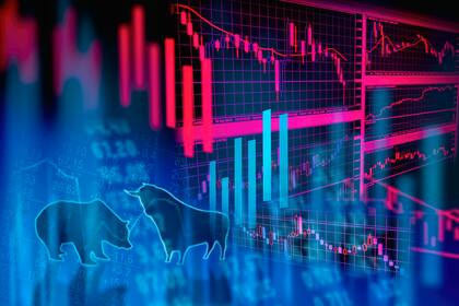 Schwächster Jahresauftakt an den Finanzmärkten seit 2003 Finanzgrafik mit Bulle und Bär.