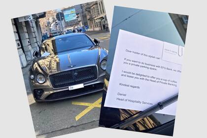 Fremder Bentley steht Bank-Parkplatz - Statt Abschleppdienst gibts eine Einladung beim Private-Banking-Chef Einladung zum Kundengespräch: Notiz am falsch parkierten Bentley