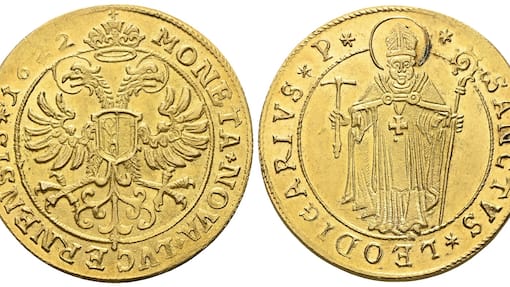 Warum Schweizer Goldmünzen ein «deutliches Wertsteigerungspotenzial» haben Ein Zehn-Dukaten-Stück der Stadt Luzern aus dem Jahr 1622.