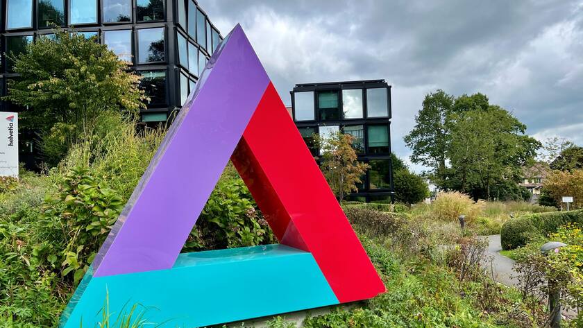 Das Logo des Versicherungsgesellschaft Helvetia an deren Hauptsitz in St.Gallen
