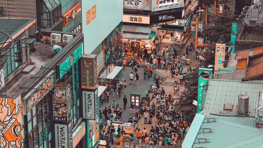 Strassenszene im Zentrum von Taipei, der Hauptstadt von Taiwan.