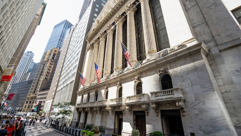 Die New York Stock Exchange an der Wall Street im Finanzquartier der US-Metropole.