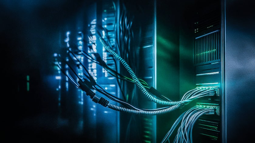 Netzwerk-Verkabelung in einem Rechenzentrum (2025).