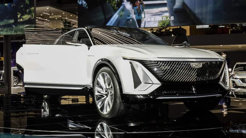 Das Elektroauto Cadillac Lyriq von General Motors an der Autoaustellung in Shanghai im April 2021.