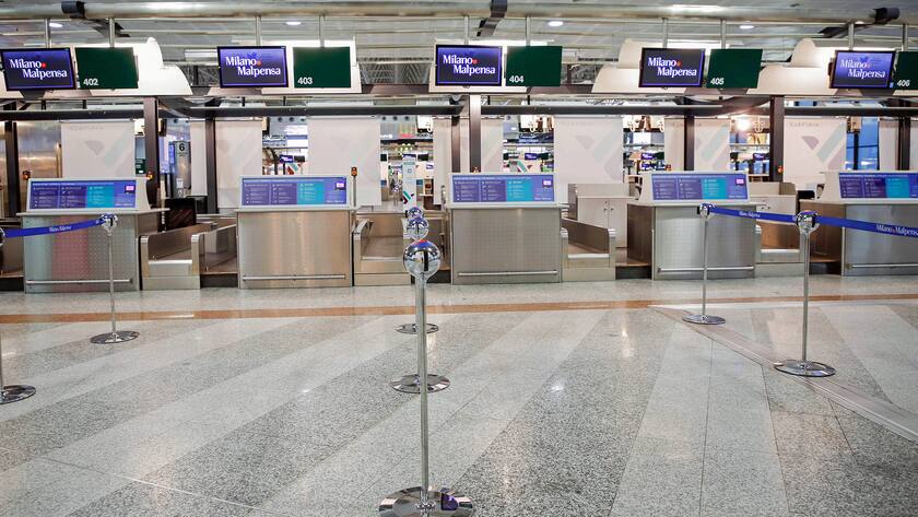 Der mailänder Flughafen Malpensa am 05.03.2020 während des Coronavirus-Notstandes.