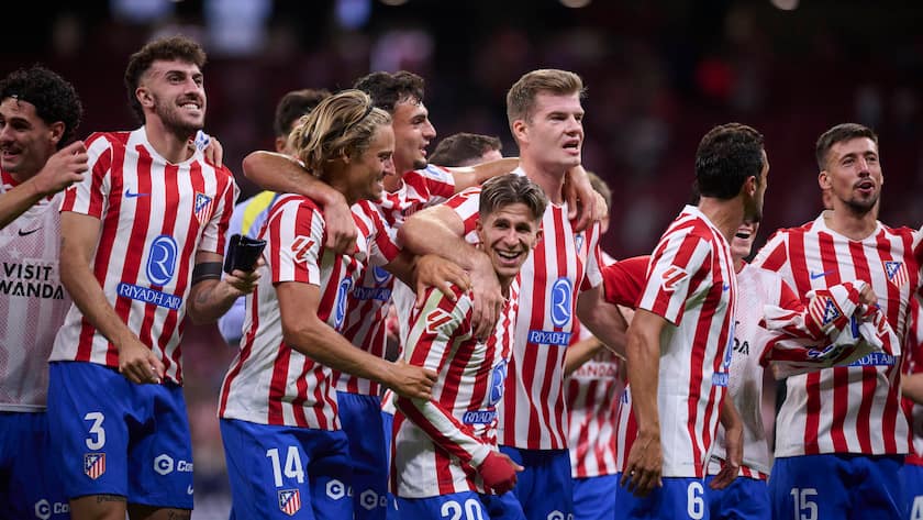 Akteure von Atletico Madrid in einem Spiel der spanischen Liga gegen Villarreal.