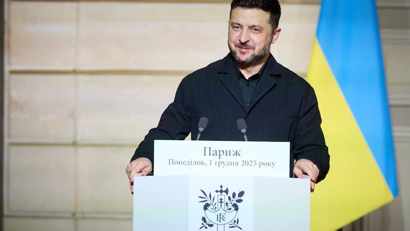 Der ukrainische Präsident Wolodymyr Selenskyj in Paris, Frankreich (Dezember 2025).