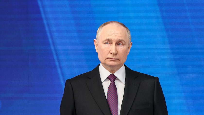 Der russische Präsident Wladimir Putin während seiner Rede zur Lage der Nation Ende Februar 2024 in Moskau.