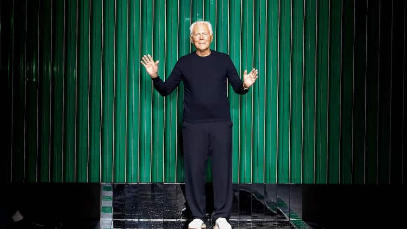 Giorgio Armani an der Fashion Week in Mailand, 2022.