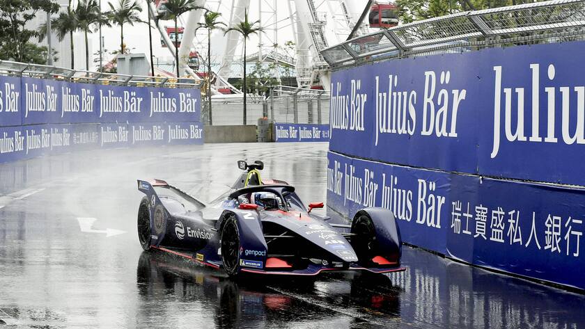 Rennauto und Sponsoring von Julius Bär am Formel-E-Rennen 2019 in Hongkong.