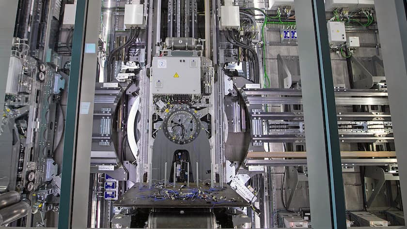 Im Testwerk für Lifte des Industriekonzerns Thyssenkrupp im süddeutschen Rottweil.