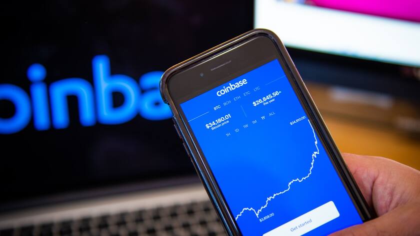 Januar 2021: Der Bitcoin stand bei gut 34000 Dollar, wie angezeigt bei der Trading-App von Coinbase.