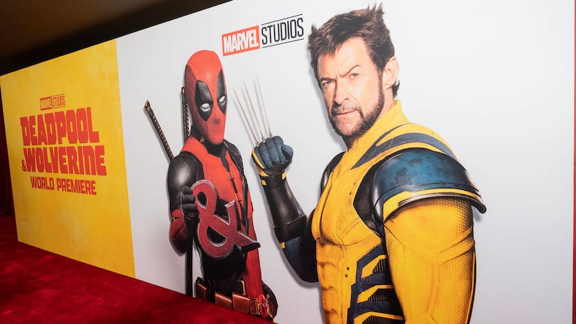 Plakat zur Weltpremiere des Marvel-Films "Deadpool & Wolverine" in New York (22. Juli 2024).