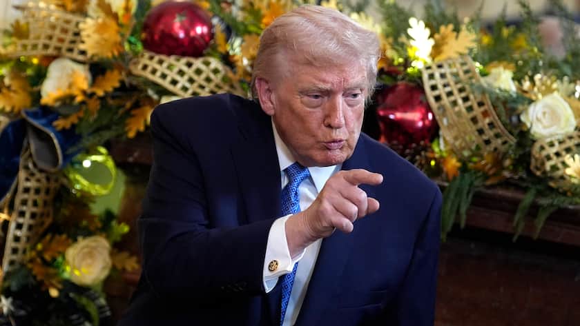 US-Präsident Donald Trump nimmt an einem Chanukka-Empfang im Weissen Haus teil (USA, Dezember, 2025).