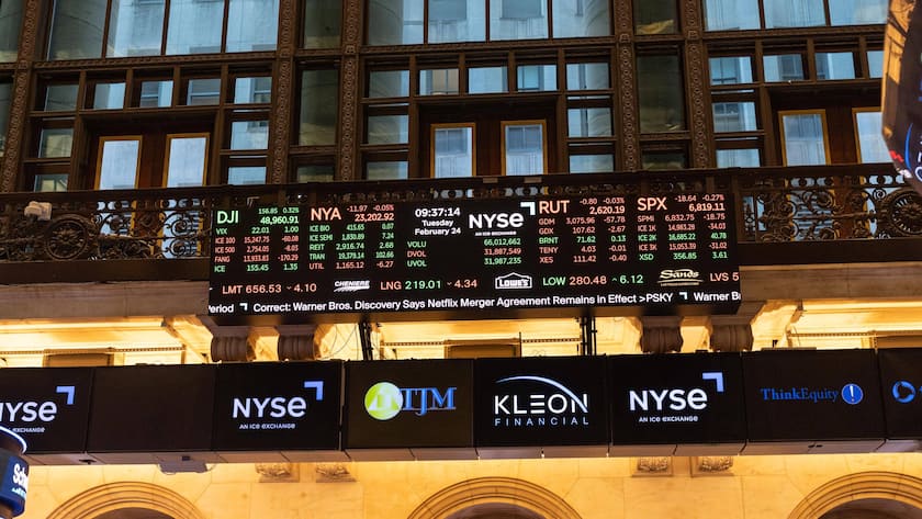 Blick auf eine Anzeigetafel der Börse in New York.