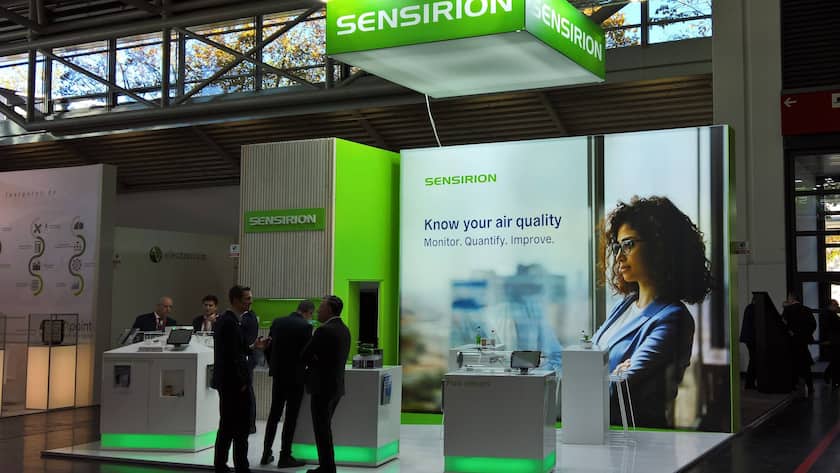 Messestand Sensirion auf der Electronica Messe München.