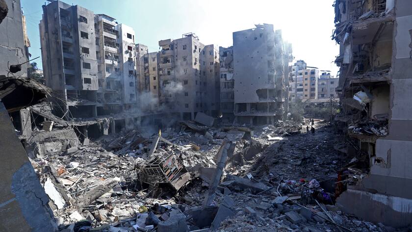 Ein Teil Beiruts, der Hauptstadt des Libanon, nach israelischen Luftangriffen am 29. September 2024.