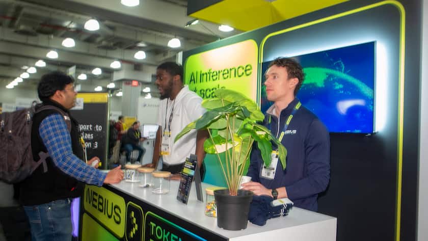 An einem Messestand des Cloundanbieters Nebius.