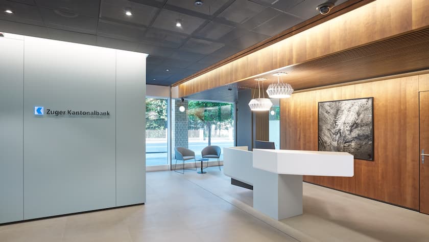 Eine Geschäftsstelle der Zuger Kantonalbank.