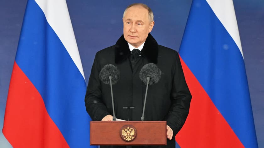 Wladimir Putin während einer Zeremonie in Moskau (21. Februar 2024)
