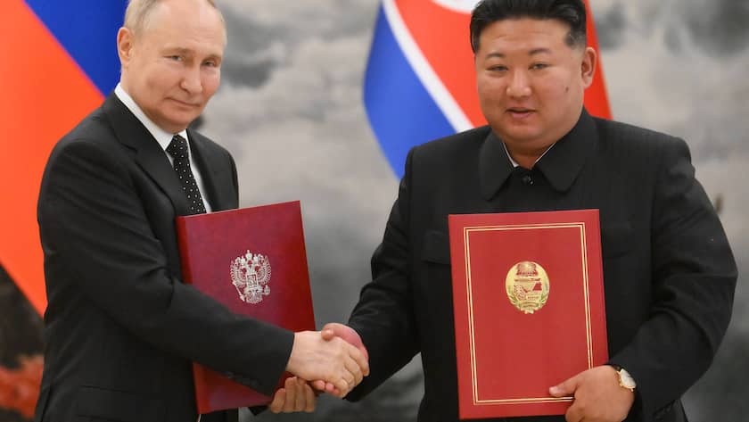 Der russische Präsident Wladimir Putin und der nordkoreanische Machthaber Kim Jong Un bei einem Treffen in Pjöngjang im Juni 2024.