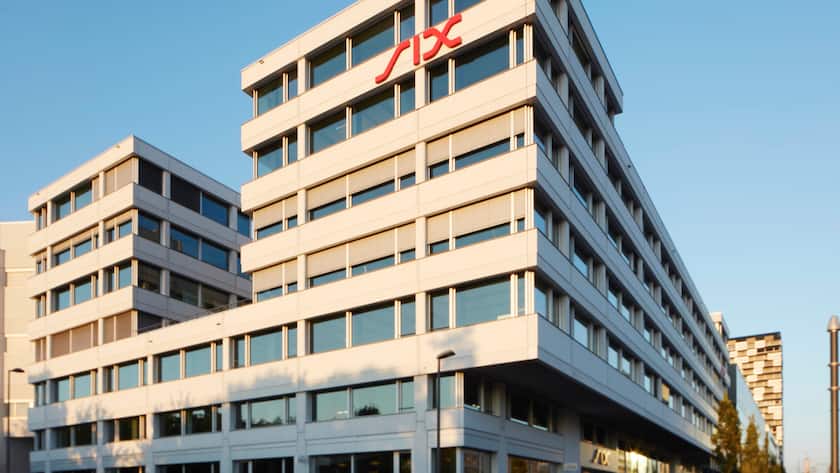 Blick auf die Schweizer Börse im Hardturmpark in Zürich.