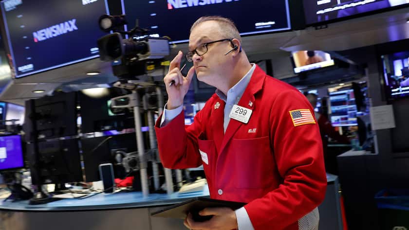 Händler an der New York Stock Exchange bei der Wall Street in New York, USA (3. April 2025).