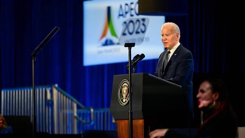 US-Präsident Joe Biden während einer Rede am APEC-Gipfel (2023).