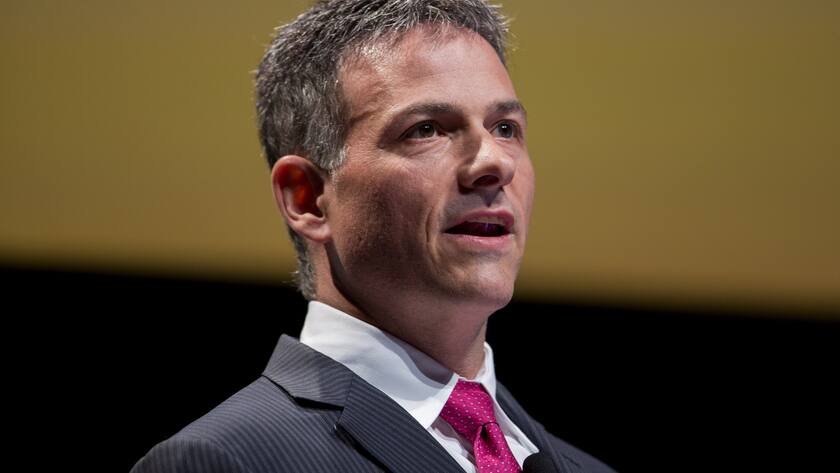 David Einhorn, Value-Investor und Präsident von Greenlight Capital, bei einer Rede an einer Hedgefonds-Konferenz (2018).