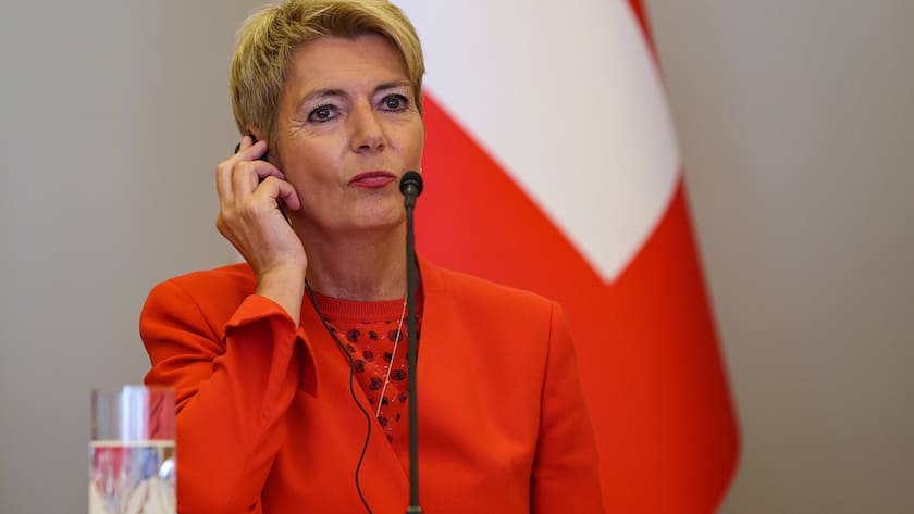 Die amtierende Schweizer Bundespräsidentin Karin Keller-Sutter bei einem Amtsbesuch in Zagreb, Kroatien (September 2025).