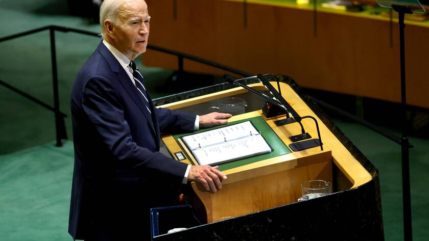 Der US-Präsident Joe Biden hält seine letzte Rede bei der Generaldebatte der UN-Vollversammlung in New York (24. September 2024).