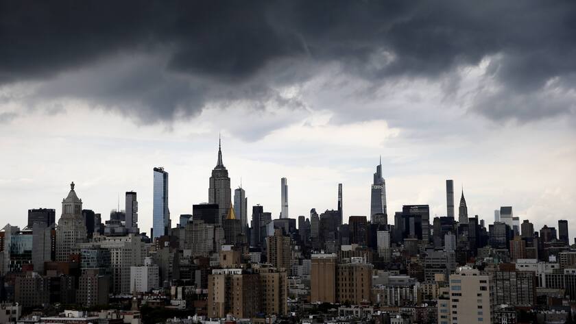 Sturmwolken über der Skyline von Manhatten am 2. Juli 2021.