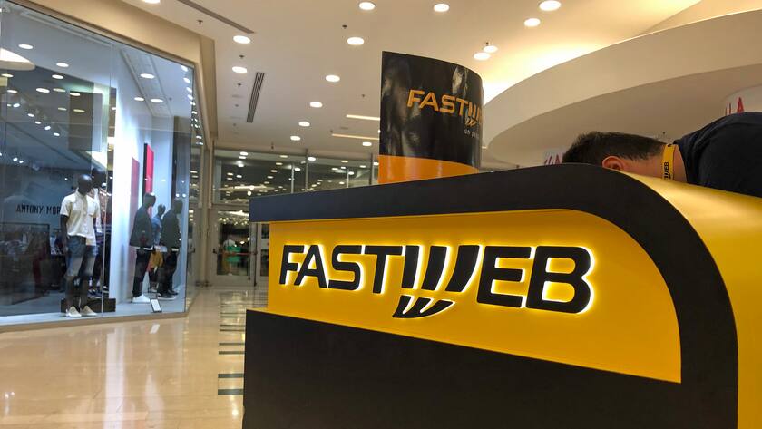 Stand von Fastweb in einem Römer Einkaufszentrum