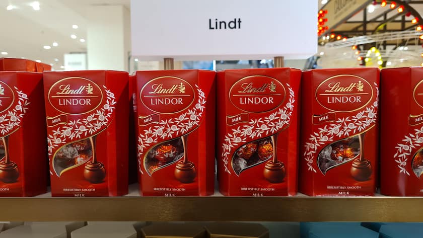 Lindor-Kugeln, feilgeboten in einem Londoner Warenhaus.