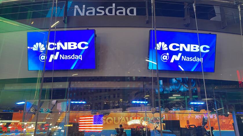 TV-Studio von CNBC am Times Square in New York.