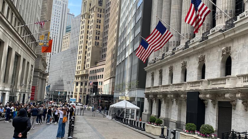 Sitz der New York Stock Exchange an der Wall Street in New York City.