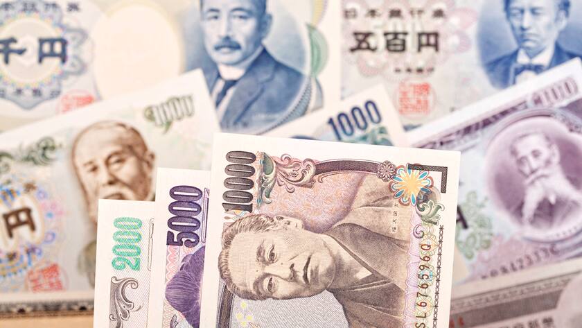 Japanische Yen-Banknoten.