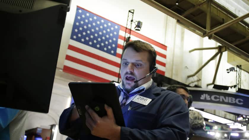 Ein Wall-Street-Trader am 13. März 2020, als der Dow-Jones-Index an einem Tag 10 Prozent nachgab.