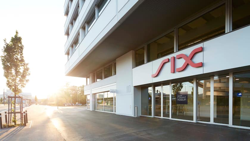Der Eingang zur Schweizer Börse SIX in Zürich.
