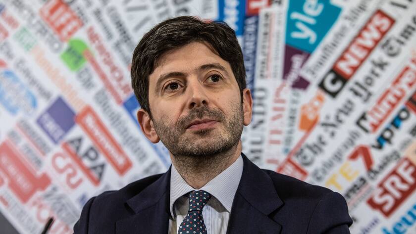 Italiens Gesundheitsminister Roberto Speranza während einer Pressekonferenz in Rom.