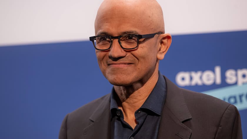 Satya Nadella, CEO von Microsoft, bei einem Auftritt in Berlin im Oktober 2023.