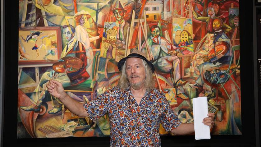 Wolfgang Beltracchi an seiner Ausstellung in Wien 2019.