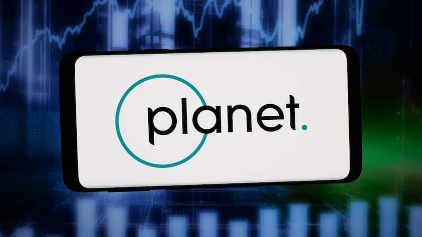 Das Logo von Planet Labs auf einem Smartphone-Bildschirm.