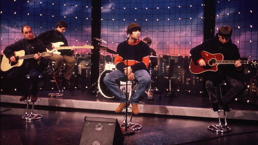 Die britische Rockband Oasis bei einem TV Auftritt 1994.