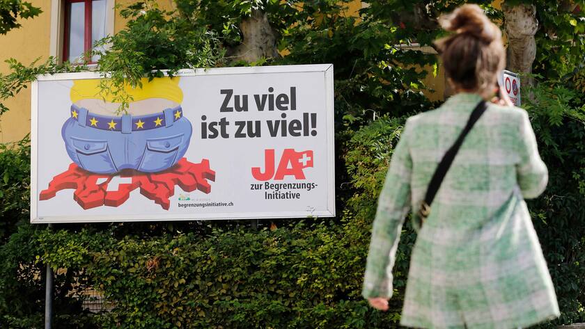 Wahlplakat der SVP zur Begrenzungsinitiative.
