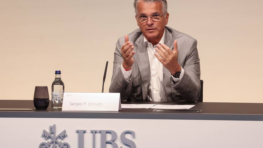 UBS-CEO Sergio Ermotti an einer Medienkonferenz in Zürich Ende August 2023.