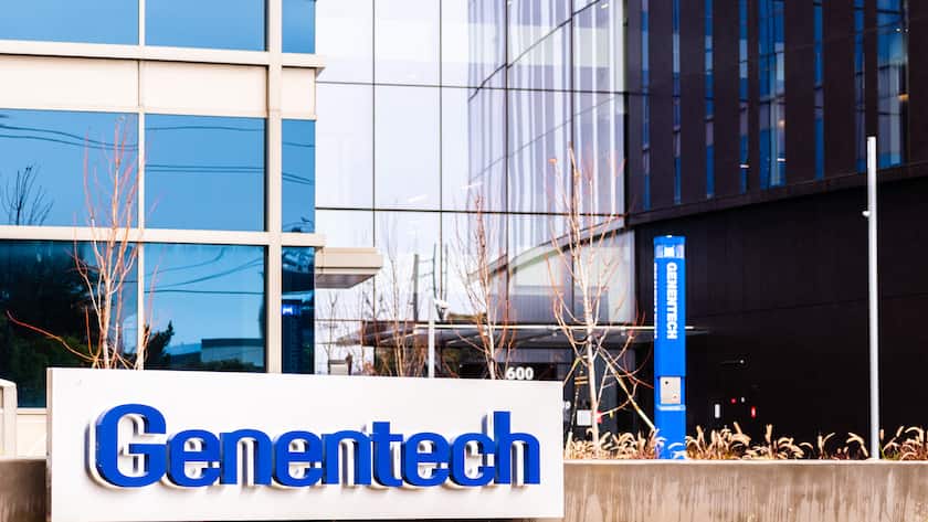 Logo von Genentech (San Francisco, 2019).
