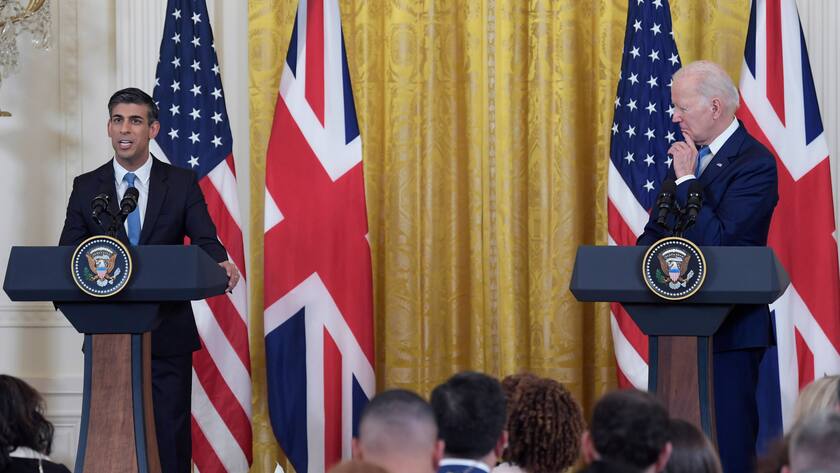 Englands Premierminister Rishi Sunak und US-Präsident Joe Biden im Weissen Haus (08.06.2023)