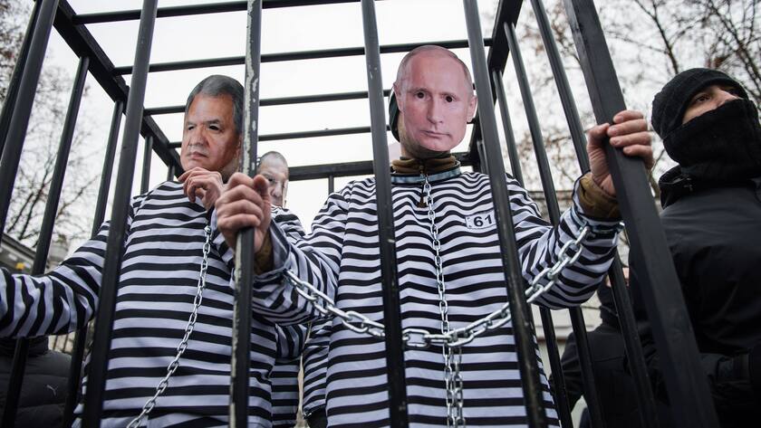 Demonstration in Warschau gegen Russlands Krieg in der Ukraine im Januar 2023.